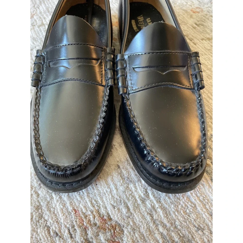 GH Bass Weejuns Larson Black Polished Leather Penny Loafers Mens 10.5D BAZ1W002